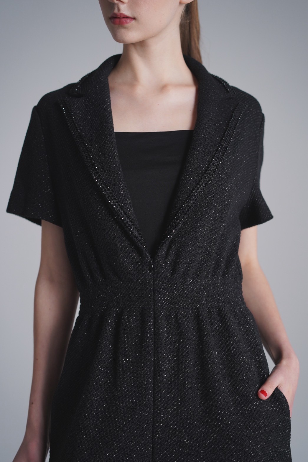 【MAJE】ツイードジャンプスーツ Maje］ツイードジャンプスーツ(36)-ブラック-ブラックをレンタル